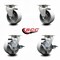 Service Caster 4'' Semi Steel Cast Iron Swivel Caster Set with Bronze Bearings 2 Brakes, 4PK SCC-20S420-SSBZ-2-TLB-2 - alternate 3